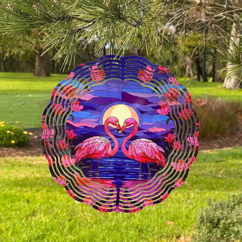 PUCPAM Flamingo Wind Spinner, 3D Hanging Stainless Steel Garden Spinner, Wind Spinner Hanging for Outdoor & Indoor Décor, Unique Gifts for Yard Garden Decoration or Patio Décor (Flamingo) - Image 1